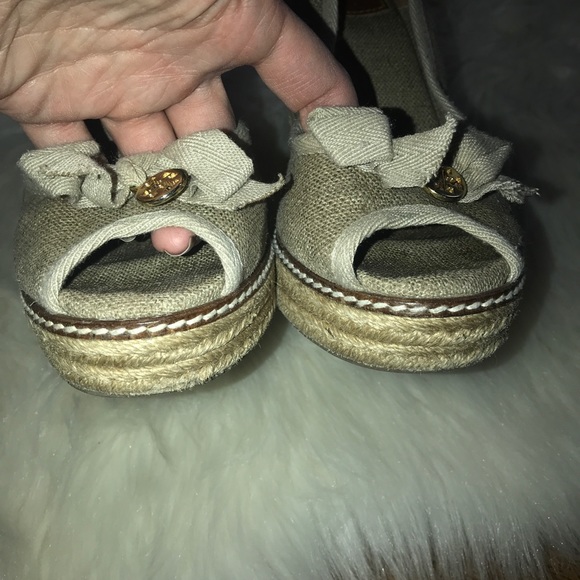 Tory Burch peep toe wedge espadrille heels size 8 - Picture 3 of 8
